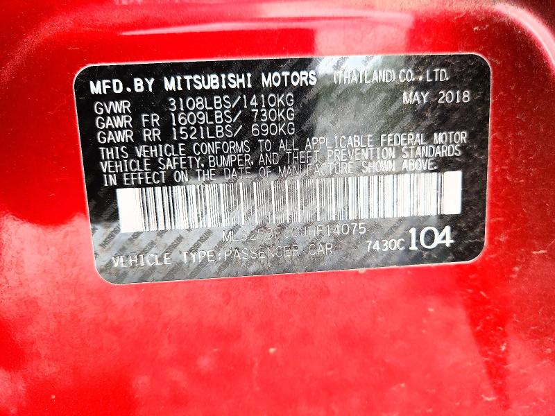 48692916 :رقم المزاد ، ML32F3FJ0JHF14075 vin ، 2018 Mitsubishi Mirage مزاد بيع