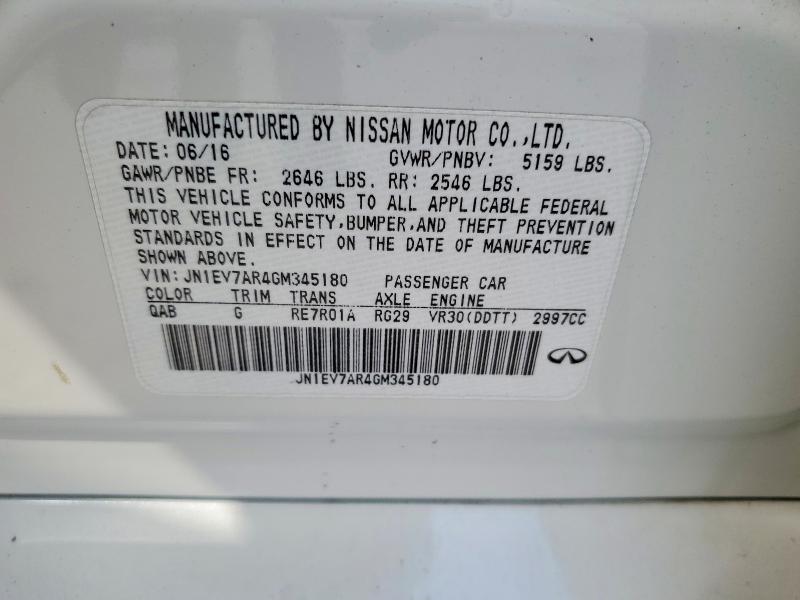46777416 :رقم المزاد ، JN1EV7AR4GM345180 vin ، 2016 Infiniti Q50 مزاد بيع
