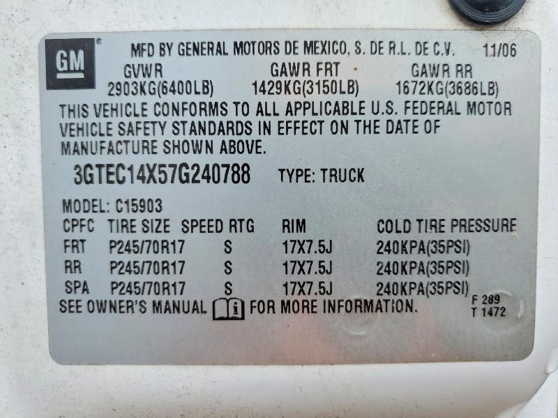 Продаж на аукціоні авто 2007 Gmc New Sierra, vin: 3GTEC14X57G240788, номер лоту: 51492436