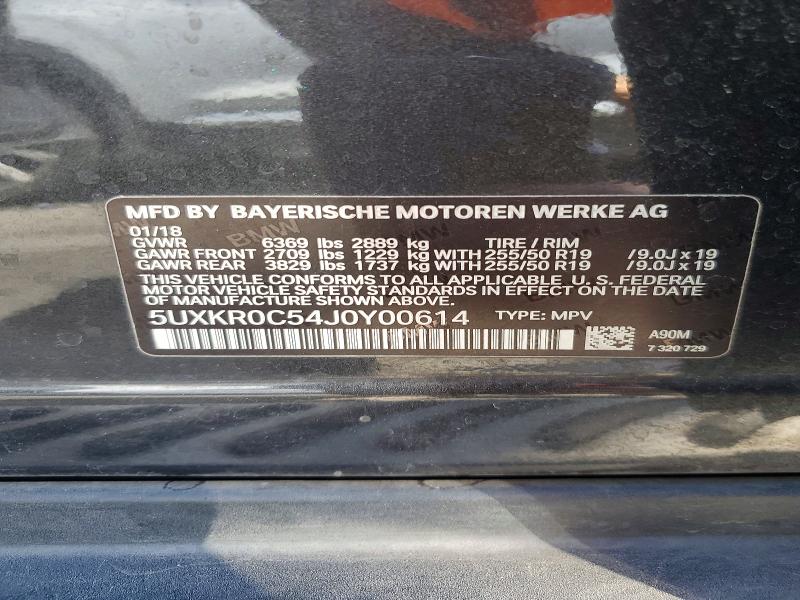 50680246 :رقم المزاد ، 5UXKR0C54J0Y00614 vin ، 2018 Bmw X5 مزاد بيع