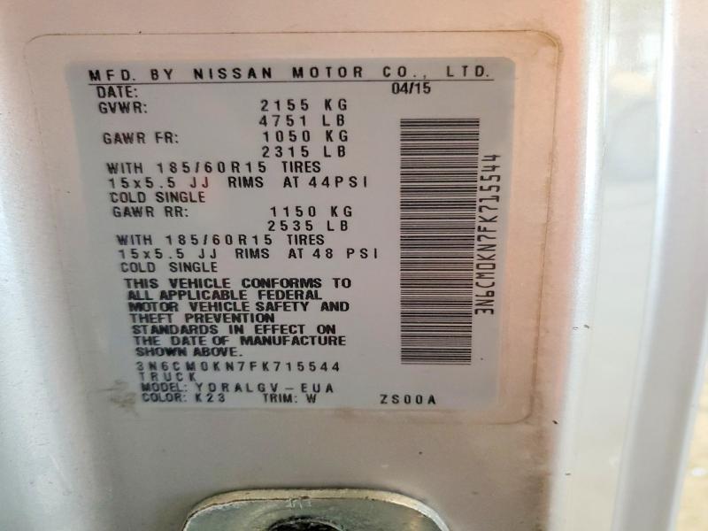 Aukcja sprzedaży 2015 Nissan Nv200, vin: 3N6CM0KN7FK715544, numer aukcji: 51899446