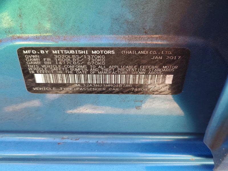 Aukcja sprzedaży 2017 Mitsubishi Mirage, vin: ML32A3HJ3HH018786, numer aukcji: 48502266
