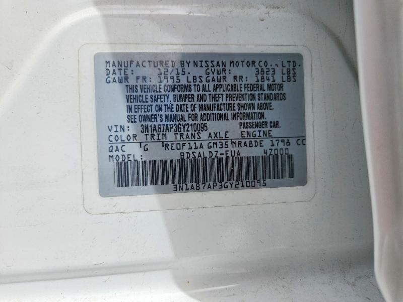 Продажа на аукционе авто 2016 Nissan Sentra, vin: 3N1AB7AP3GY210095, номер лота: 49084116