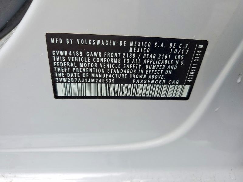 Aukcja sprzedaży 2018 Volkswagen Jetta, vin: 3VW2B7AJ1JM249339, numer aukcji: 49874746
