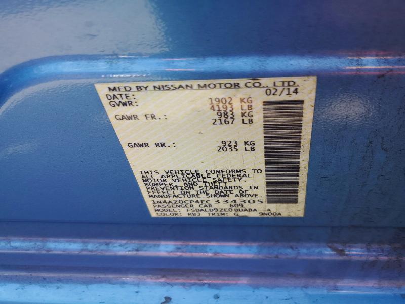 49943126 :رقم المزاد ، 1N4AZ0CP4EC334305 vin ، 2014 Nissan Leaf مزاد بيع