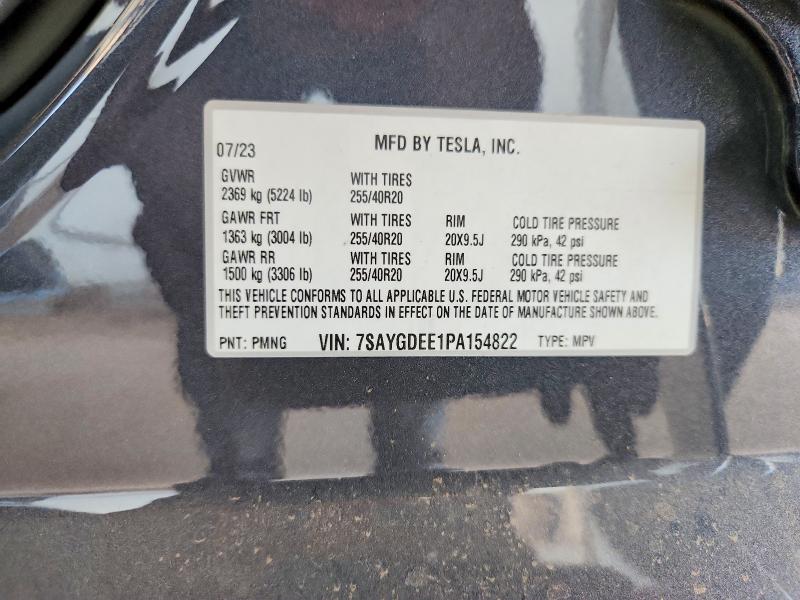 Продаж на аукціоні авто 2023 Tesla Model Y, vin: 7SAYGDEE1PA154822, номер лоту: 50345816