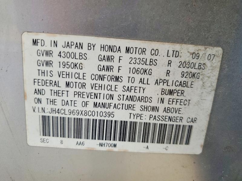Auction sale of the 2008 Acura Tsx, vin: JH4CL969X8C010395, lot number: 49649626