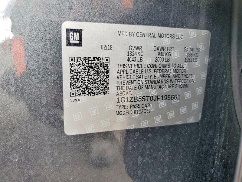 Продаж на аукціоні авто 2018 Chevrolet Malibu, vin: 1G1ZB5ST0JF195661, номер лоту: 51883286