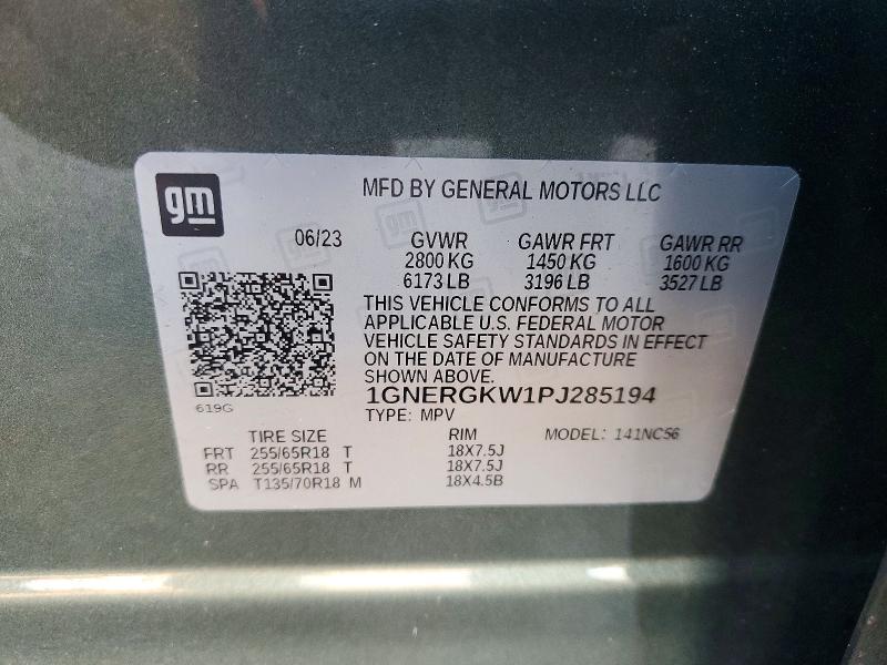 50485606 :رقم المزاد ، 1GNERGKW1PJ285194 vin ، 2023 Chevrolet Traverse مزاد بيع