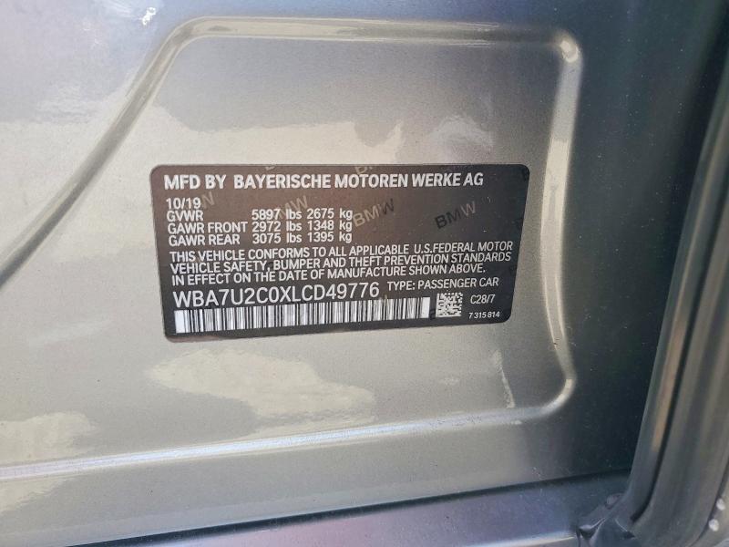 2020 Bmw 750 მანქანა იყიდება აუქციონზე, vin: WBA7U2C0XLCD49776, აუქციონის ნომერი: 50433076