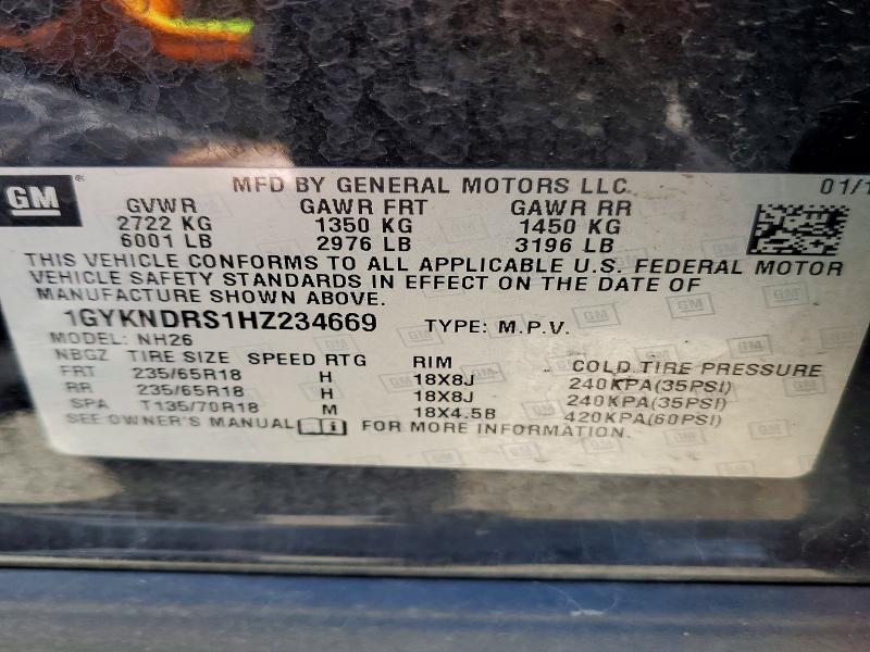 2017 Cadillac Xt5 მანქანა იყიდება აუქციონზე, vin: 1GYKNDRS1HZ234669, აუქციონის ნომერი: 50730716