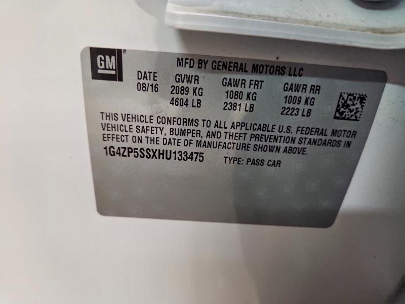 2017 Buick Lacrosse მანქანა იყიდება აუქციონზე, vin: 1G4ZP5SSXHU133475, აუქციონის ნომერი: 49901066