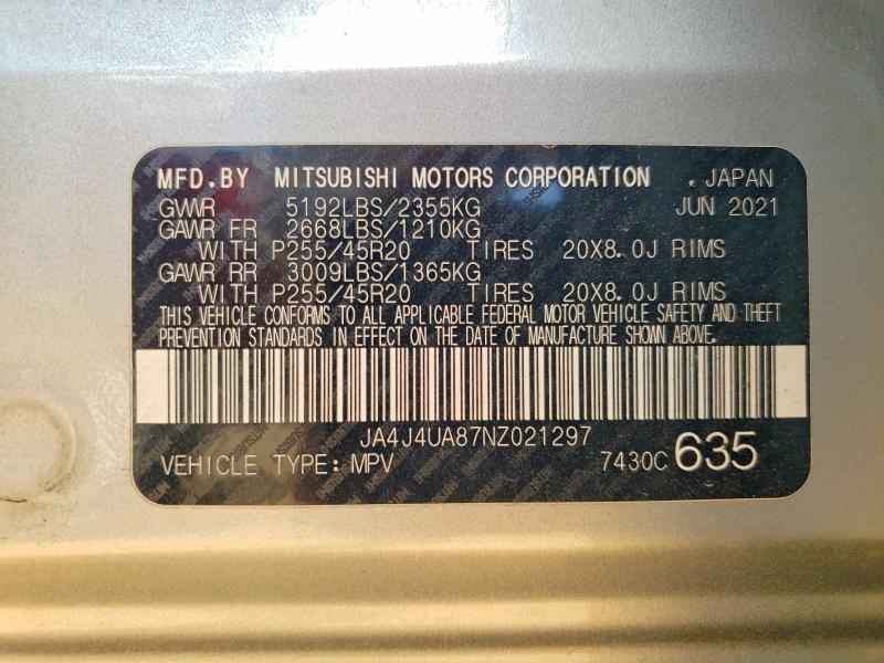 Продажа на аукционе авто 2022 Mitsubishi Outlander, vin: JA4J4UA87NZ021297, номер лота: 50336046