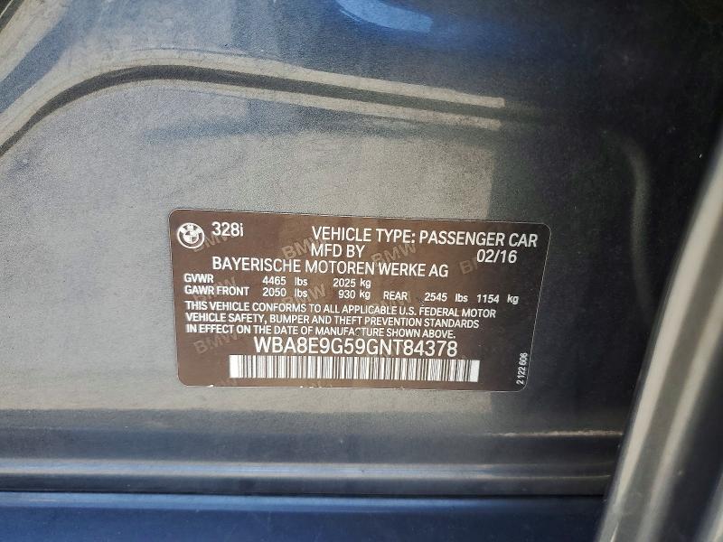 Продажа на аукционе авто 2016 Bmw 328, vin: WBA8E9G59GNT84378, номер лота: 48666766