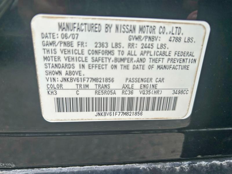 Продажа на аукционе авто 2007 Infiniti G35, vin: JNKBV61F77M821856, номер лота: 49571206