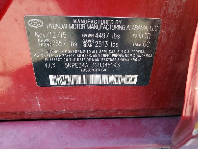 Продаж на аукціоні авто 2016 Hyundai Sonata, vin: 5NPE34AF3GH345043, номер лоту: 51900256