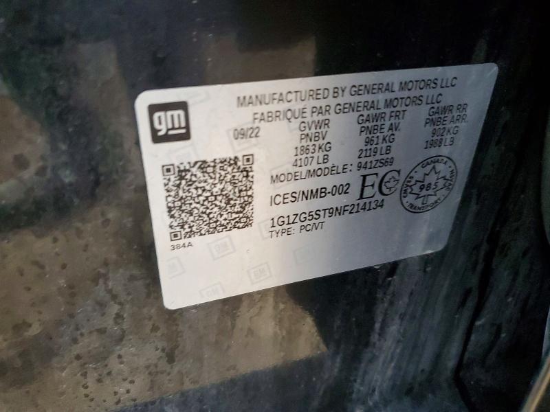 48348646 :رقم المزاد ، 1G1ZG5ST9NF214134 vin ، 2022 Chevrolet Malibu مزاد بيع