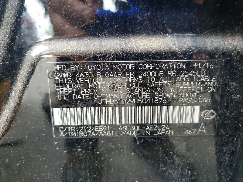 2017 Lexus Is 200t მანქანა იყიდება აუქციონზე, vin: JTHBA1D29H5041876, აუქციონის ნომერი: 49043666