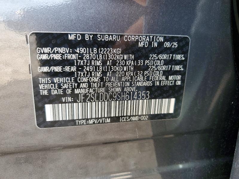 Продажа на аукционе авто 2025 Subaru Forester, vin: JF2SLDDC9SH614353, номер лота: 49946166