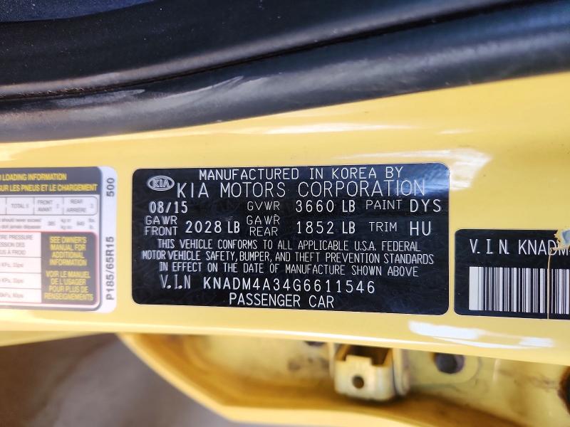 Aukcja sprzedaży 2016 Kia Rio, vin: KNADM4A34G6611546, numer aukcji: 48659436