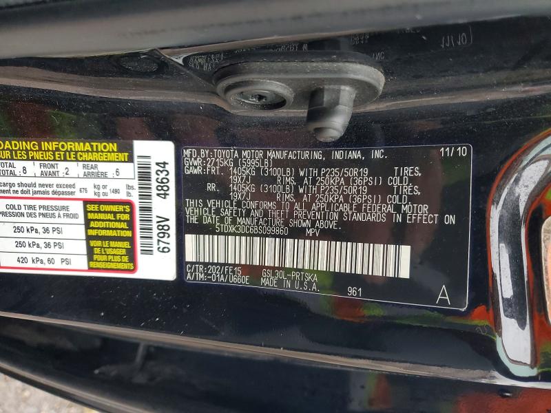 Aukcja sprzedaży 2011 Toyota Truck/van Sienna Se V6, vin: 5TDXK3DC6BS099860, numer aukcji: 49565206