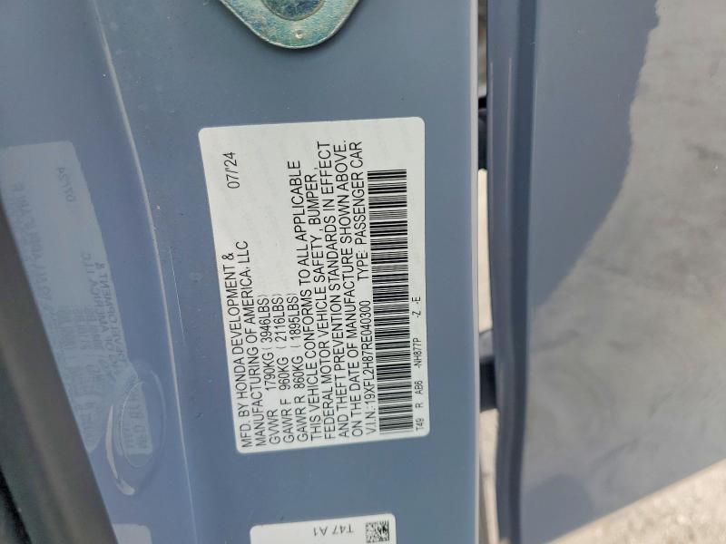 Aukcja sprzedaży 2024 Honda Civic, vin: 19XFL2H87RE040300, numer aukcji: 49630946