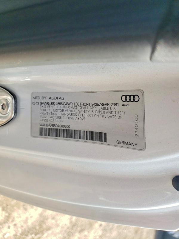 46806096 :رقم المزاد ، WAULFAFR8DA080300 vin ، 2013 Audi A5 مزاد بيع