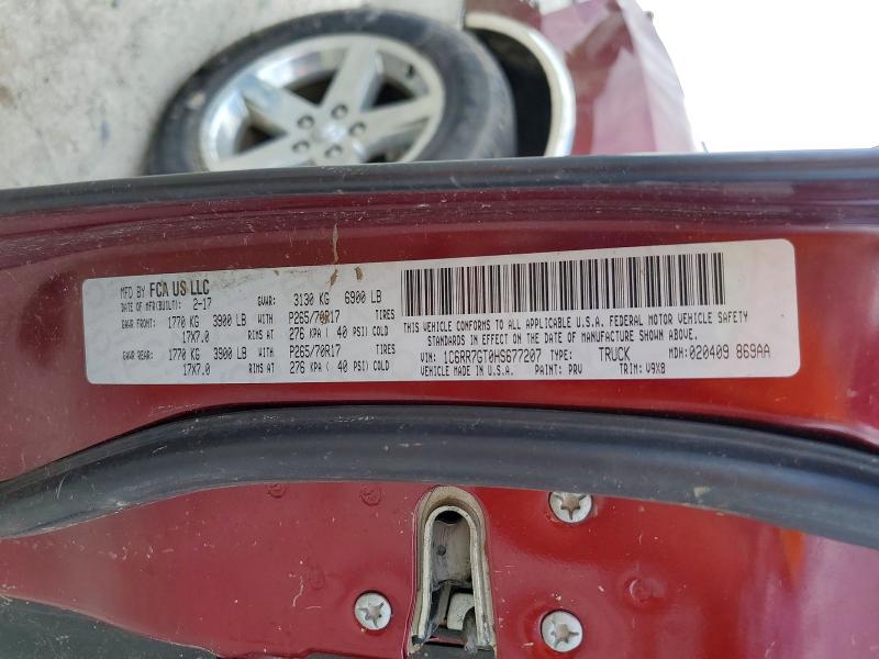 51660176 :رقم المزاد ، 1C6RR7GT0HS677207 vin ، 2017 Ram 1500 مزاد بيع