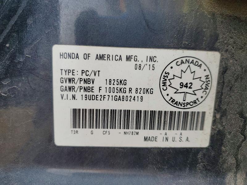 49487746 :رقم المزاد ، 19UDE2F71GA802419 vin ، 2016 Acura Ilx مزاد بيع