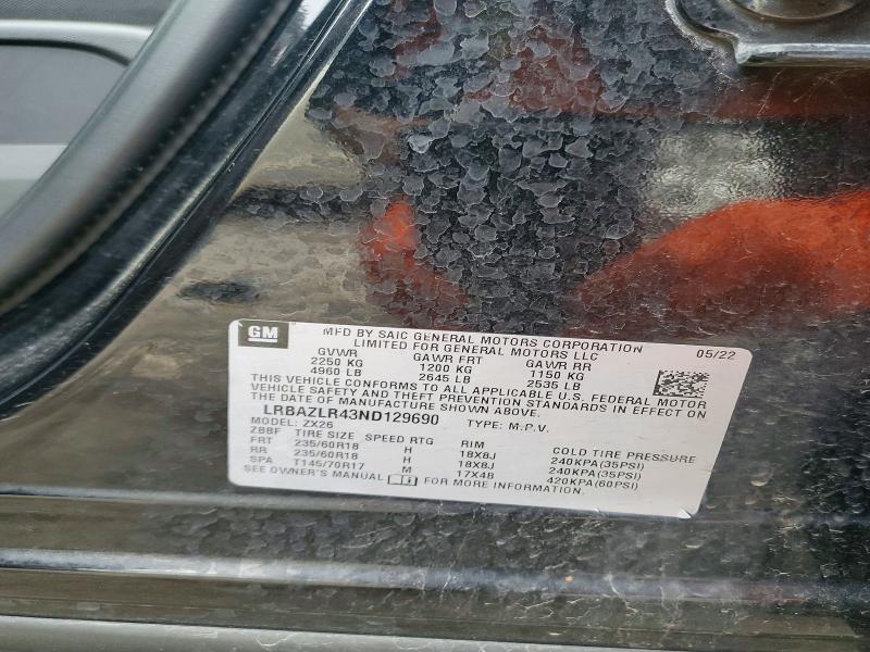 51383156 :رقم المزاد ، LRBAZLR43ND129690 vin ، 2022 Buick Envision مزاد بيع