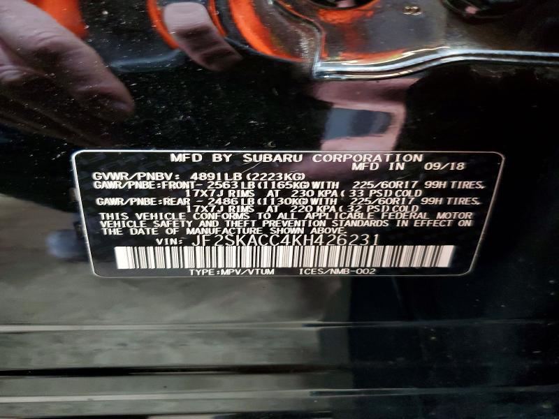 Aukcja sprzedaży 2019 Subaru Forester, vin: JF2SKACC4KH426231, numer aukcji: 50355526