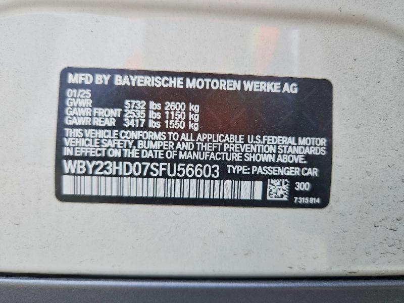 Продажа на аукционе авто 2025 Bmw I4, vin: WBY23HD07SFU56603, номер лота: 47661346