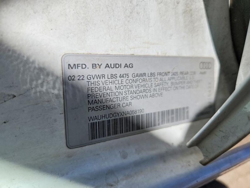 50797216 :رقم المزاد ، WAUHUDGYXNA058190 vin ، 2022 Audi A3 مزاد بيع