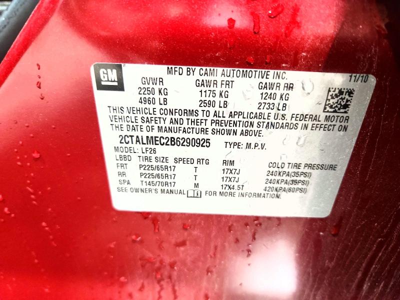 49769186 :رقم المزاد ، 2CTALMEC2B6290925 vin ، 2011 Gmc Terrain مزاد بيع