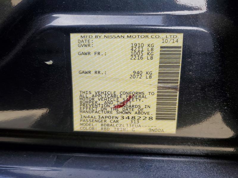 2015 Nissan Altima მანქანა იყიდება აუქციონზე, vin: 1N4AL3AP0FN348228, აუქციონის ნომერი: 50726416