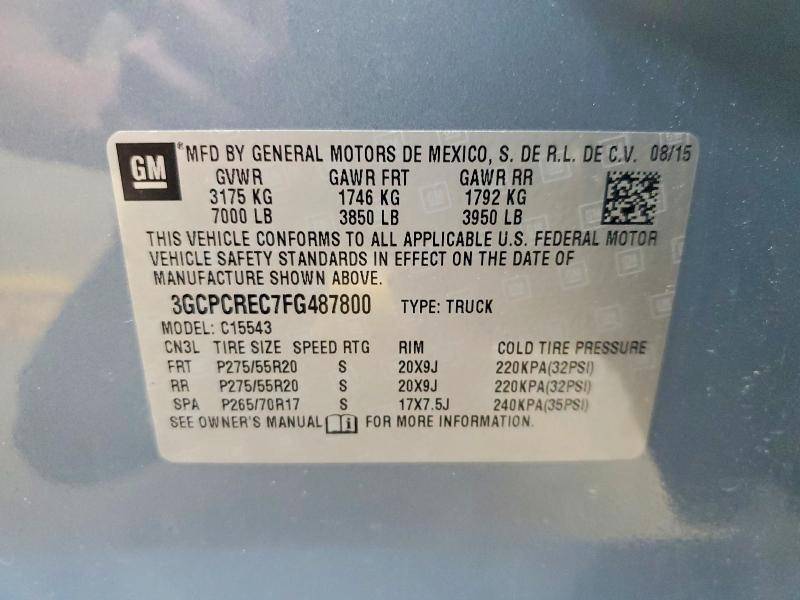 Продажа на аукционе авто 2015 Chevrolet Silverado, vin: 3GCPCREC7FG487800, номер лота: 51083316