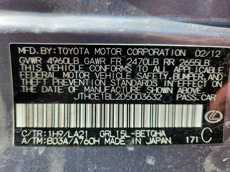 Aukcja sprzedaży 2013 Lexus Gs 350, vin: JTHCE1BL2D5003632, numer aukcji: 49171666
