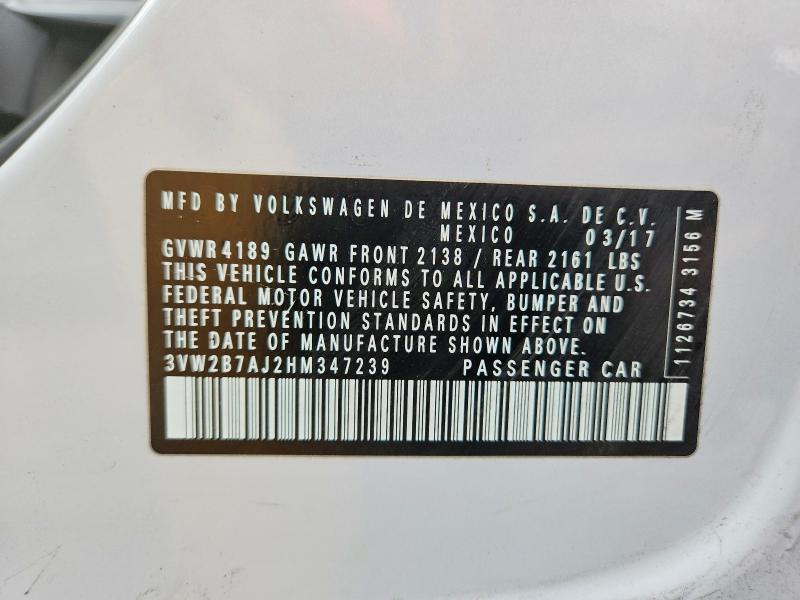 Aukcja sprzedaży 2017 Volkswagen Jetta, vin: 3VW2B7AJ2HM347239, numer aukcji: 51474786