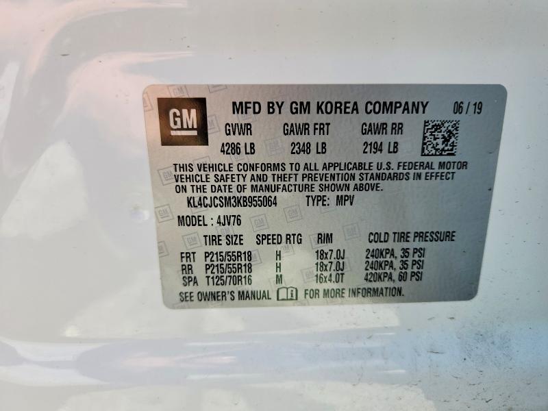 Продажа на аукционе авто 2019 Buick Encore, vin: KL4CJCSM3KB955064, номер лота: 51030296