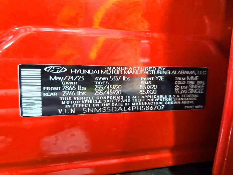 Aukcja sprzedaży 2023 Hyundai Santa Fe, vin: 5NMS5DAL4PH586707, numer aukcji: 49599266