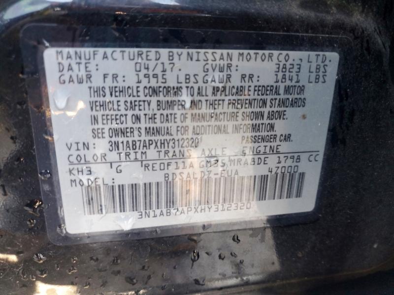 Продаж на аукціоні авто 2017 Nissan Sentra, vin: 3N1AB7APXHY312320, номер лоту: 51793516