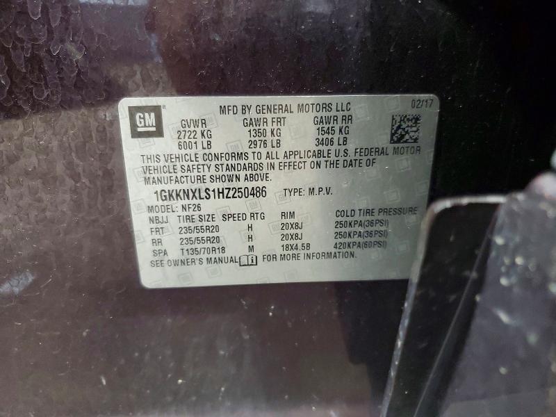 Продажа на аукционе авто 2017 Gmc Acadia, vin: 1GKKNXLS1HZ250486, номер лота: 51263766