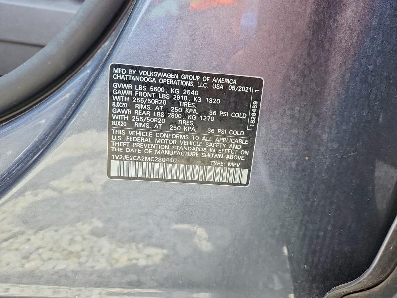 51901336 :رقم المزاد ، 1V2JE2CA2MC230440 vin ، 2021 Volkswagen Atlas Cross Sport مزاد بيع