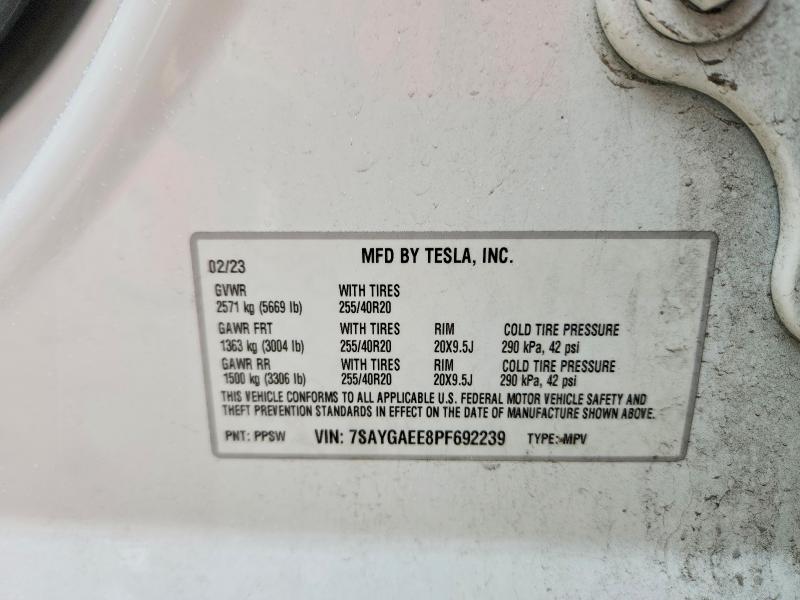 Aukcja sprzedaży 2023 Tesla Model Y, vin: 7SAYGAEE8PF692239, numer aukcji: 51536636