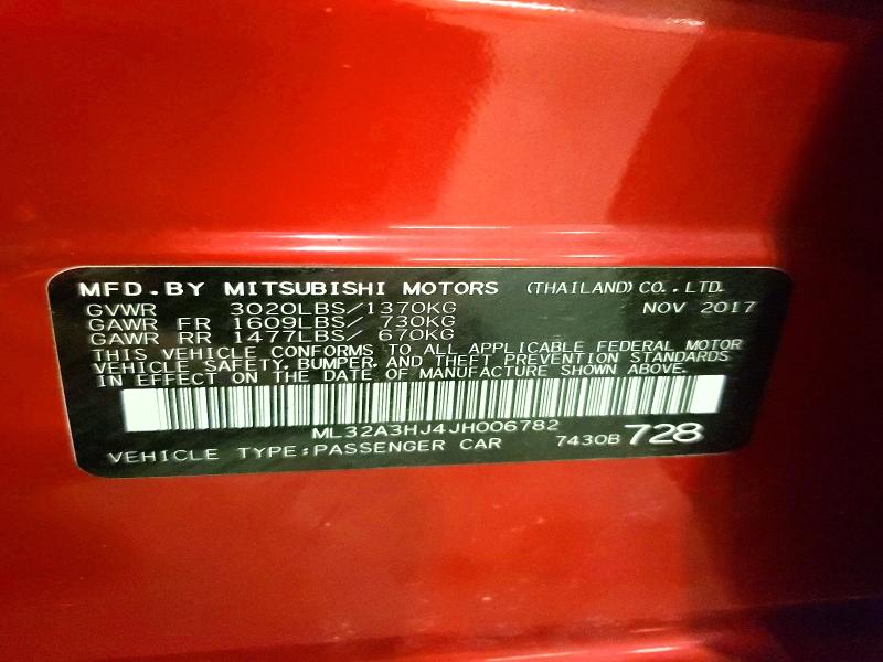 Продаж на аукціоні авто 2018 Mitsubishi Mirage, vin: ML32A3HJ4JH006782, номер лоту: 50653606