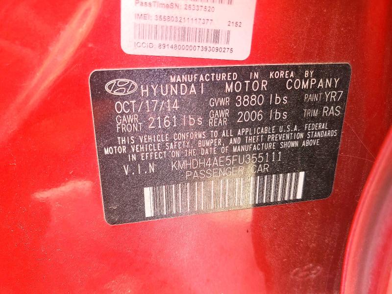 Продаж на аукціоні авто 2015 Hyundai Elantra, vin: KMHDH4AE5FU355111, номер лоту: 49483786