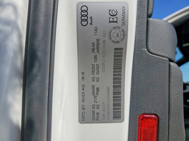 Продаж на аукціоні авто 2018 Audi A4, vin: WAUENAF41JA206685, номер лоту: 50471626