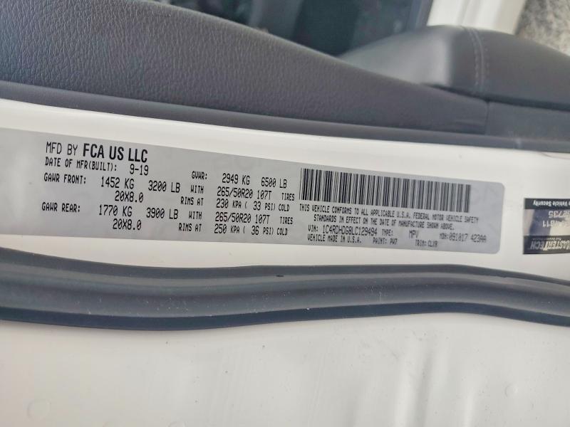 51370556 :رقم المزاد ، 1C4RDHDG8LC129494 vin ، 2020 Dodge Durango مزاد بيع