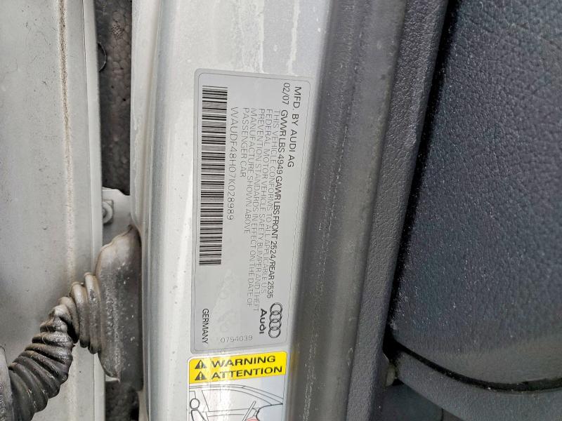 49027096 :رقم المزاد ، WAUDF48H07K028989 vin ، 2007 Audi A4 مزاد بيع