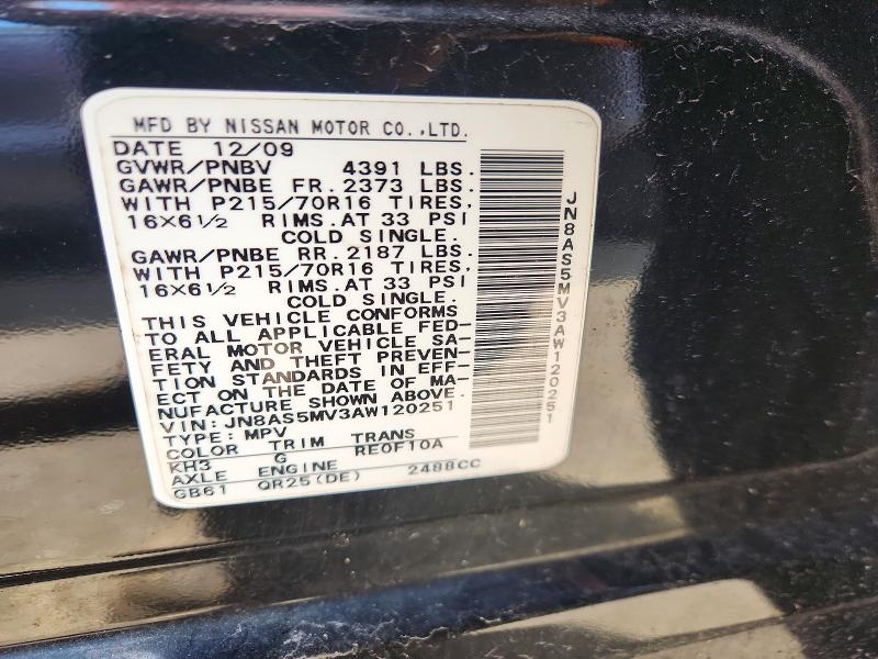 Продажа на аукционе авто 2010 Nissan Rogue, vin: JN8AS5MV3AW120251, номер лота: 49765706